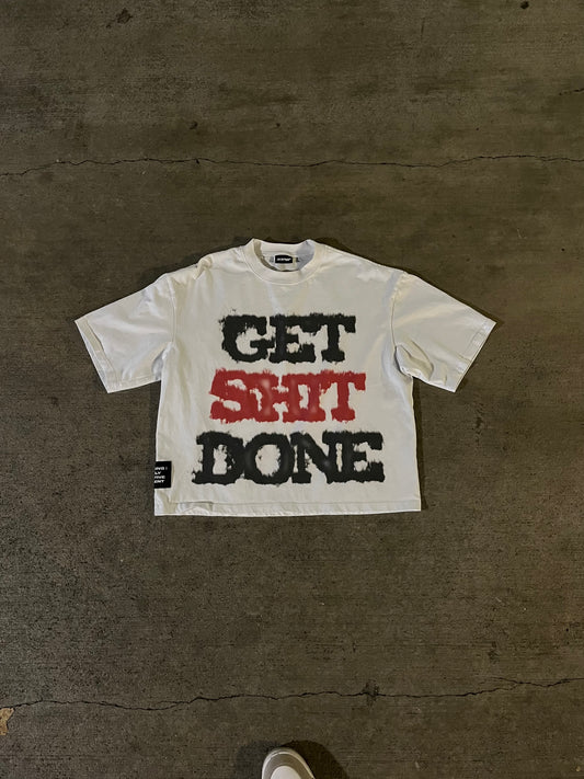 “GSD” White Oversized tee